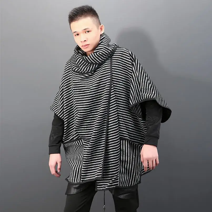 Autumn and winter Europe and the United States large size new loose stripes personality irregular men's cardigan jacket coat
Autumn and winter Europe and the United States large size new loose stripes personality irregular men's cardigan jacket coat