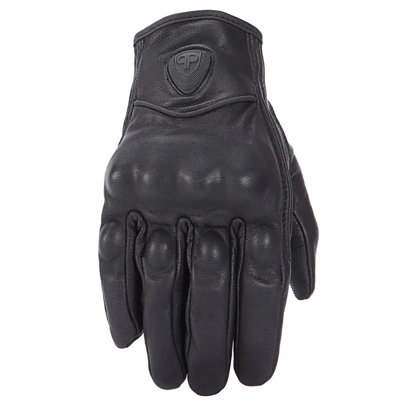 Retro Pursuit Perforated Real Leather Motorcycle Gloves Leather Touch Screen Men Women Moto Waterproof Gloves Motocross Glove