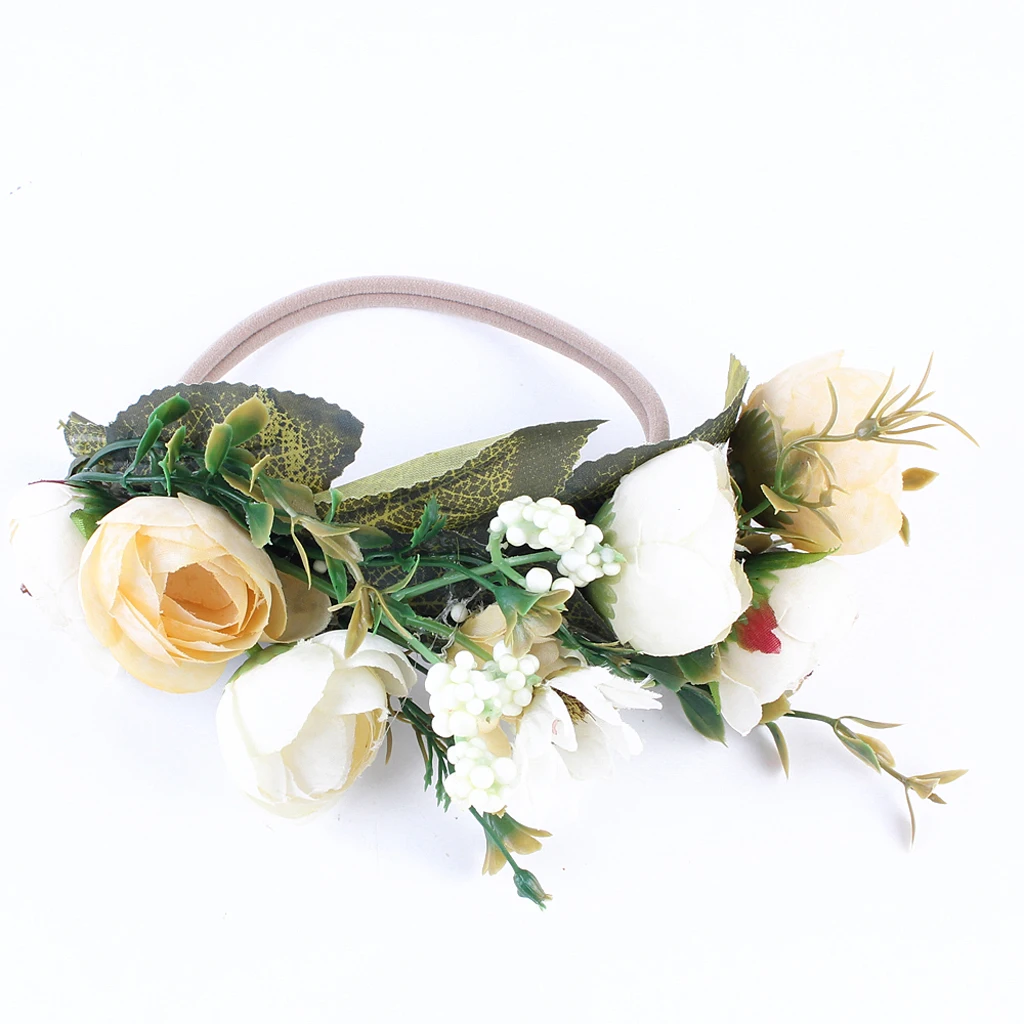 Cute Baby Children Kids Girls Floral Crown Headwear Headband Party Flower Hair Accessory for Travel Party Stage Show Photo Tool