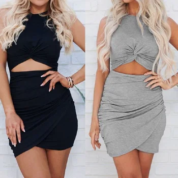 Sexy Women Sleeveless O-Neck Mini Dress For Summer 2019 Solid Hollow Out Lumbar Slim Cross Female Irregular New Summer Dresses
Sexy Women Sleeveless O-Neck Mini Dress For Summer 2019 Solid Hollow Out Lumbar Slim Cross Female Irregular New Summer Dresses