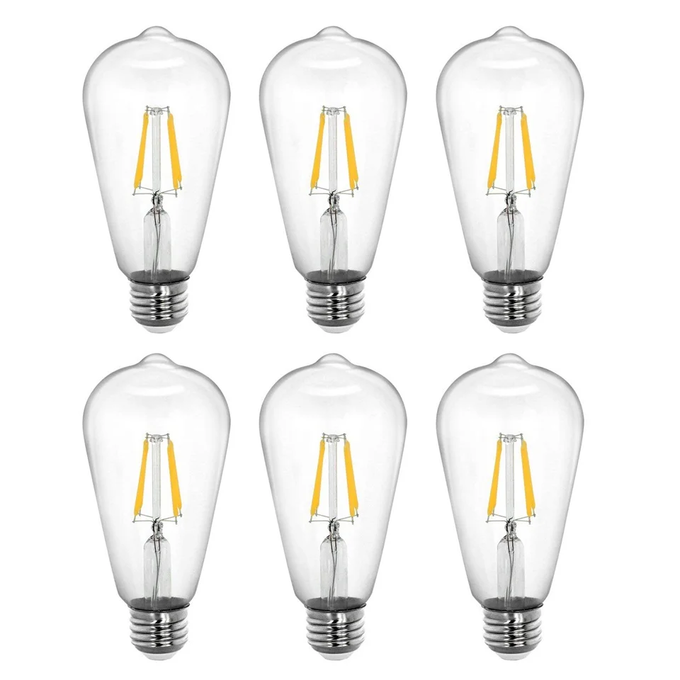 

4W LED Edison Star 6 Pcs ST64 Bulb Loft E27 Warm White Light Bulbs Vintage Style for Inddoor Decoration Lighting Lamp