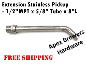 1/2" Male NPT Extension Stainless pickup - 5/8" O.D. Tube, Keg/Kettle dip tube, brewer hardware, Free Shipping
1/2" Male NPT Extension Stainless pickup - 5/8" O.D. Tube, Keg/Kettle dip tube, brewer hardware, Free Shipping
