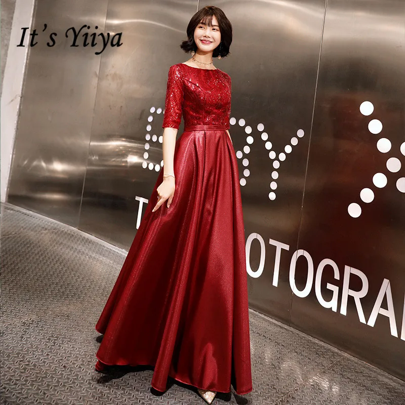 It's YiiYa Evening Dress Wine Red Bling Sequins Fashion Party Dresses O-neck Short Sleeve Formal Gown For Women E049
It's YiiYa Evening Dress Wine Red Bling Sequins Fashion Party Dresses O-neck Short Sleeve Formal Gown For Women E049