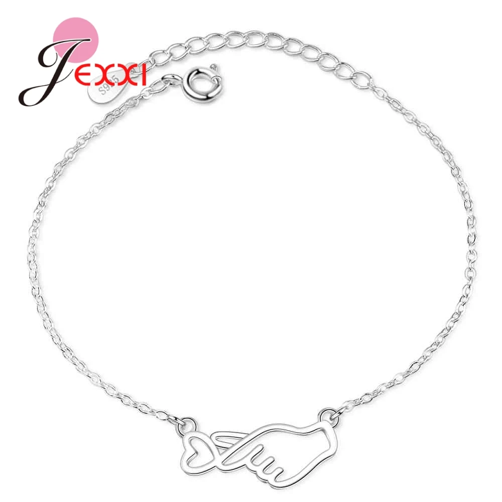 Hot Sale Simple Trendy 925 Sterling Silver Hand with Heart Gesture Thin Chains For Women Bridal Wedding Bracelets Jewelry
Hot Sale Simple Trendy 925 Sterling Silver Hand with Heart Gesture Thin Chains For Women Bridal Wedding Bracelets Jewelry