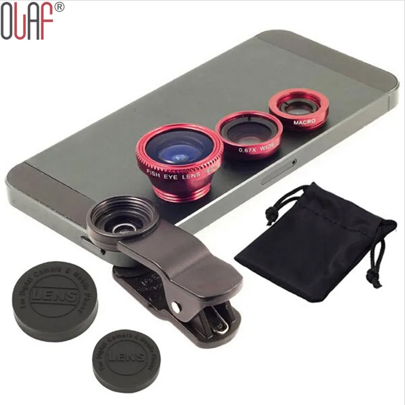 Universal 3 In 1 Clip-on Fish Eye Macro Wide Angle Mobile Phone Lens Camera kit for iPhone 4 5 6 Samsung S4 S5 LG Xiaomi Meizu