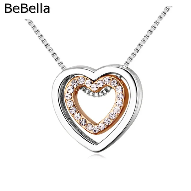 BeBella double metal color Heart pendant necklace with Czech crystal fashion jewelry for women girl wedding guest gift 2018
BeBella double metal color Heart pendant necklace with Czech crystal fashion jewelry for women girl wedding guest gift 2018