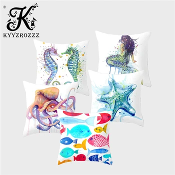 Watercolor Marine Animal Cushion Cover Seahorse Starfish Octopus Mermaid Print Polyester Home Sofa Car Decoration Pillowcase
Watercolor Marine Animal Cushion Cover Seahorse Starfish Octopus Mermaid Print Polyester Home Sofa Car Decoration Pillowcase