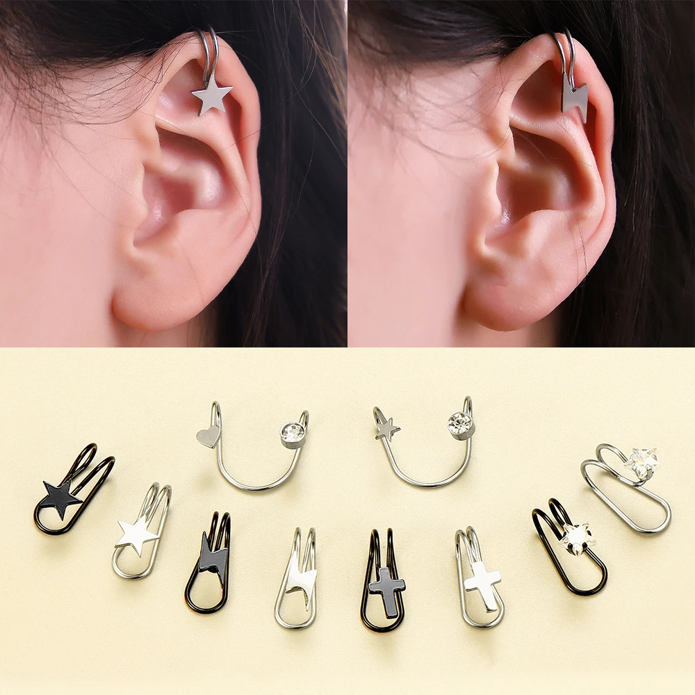 Gothic Simple Joker Crystal Star Lightning Cross Heart Earrings For Women Girls Ear Clip U-Shaped Earrings Earless Party Jewelry
Gothic Simple Joker Crystal Star Lightning Cross Heart Earrings For Women Girls Ear Clip U-Shaped Earrings Earless Party Jewelry