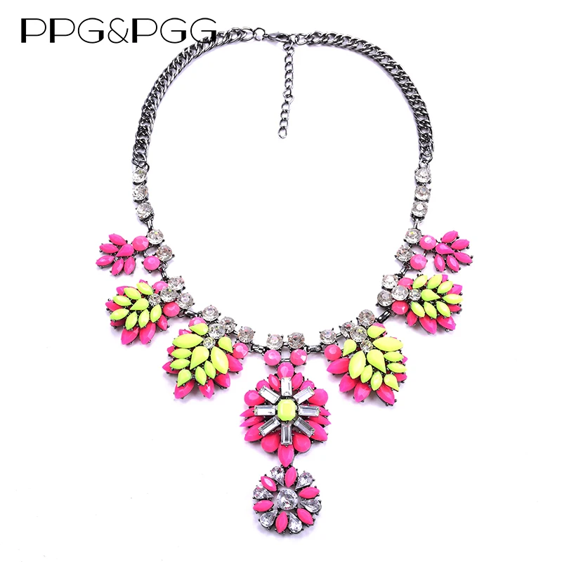 PPG&PGG New Fashion Shourouk Flower Leaf Crew Rhinestone Charm Bib Neon Statement Necklace
PPG&PGG New Fashion Shourouk Flower Leaf Crew Rhinestone Charm Bib Neon Statement Necklace