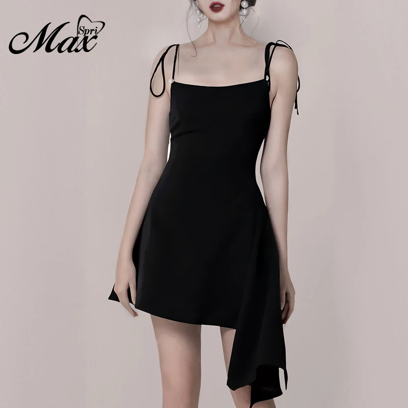 Max Spri 2019 New Vestidos Elegant Sexy Spaghetti Straps Asymmetry Hemline Backless A Line Lady Party Little Black Mini Dress
Max Spri 2019 New Vestidos Elegant Sexy Spaghetti Straps Asymmetry Hemline Backless A Line Lady Party Little Black Mini Dress