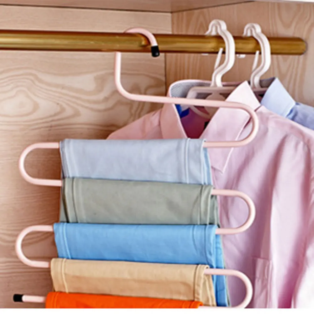 

Hot Stainless Steel Wardrobe Storage S Type Pants Trousers Hanger Multi Layers Clothing Towel Storage Rack Closet Space Saver