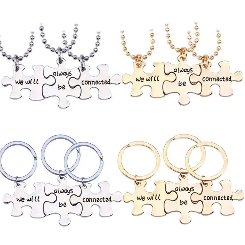 3 Pcs/Set Geometric Letter We Will Always Be Connected Necklace BFF Keychain Set For Women Best Friend Forever Creative Keepsake
3 Pcs/Set Geometric Letter We Will Always Be Connected Necklace BFF Keychain Set For Women Best Friend Forever Creative Keepsake