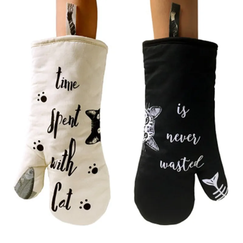 Kitchen Thicken heat resistant Oven Mitts White black cat cooking gloves Non-slip baking gloves oven mittens home Cooking tool
Kitchen Thicken heat resistant Oven Mitts White black cat cooking gloves Non-slip baking gloves oven mittens home Cooking tool