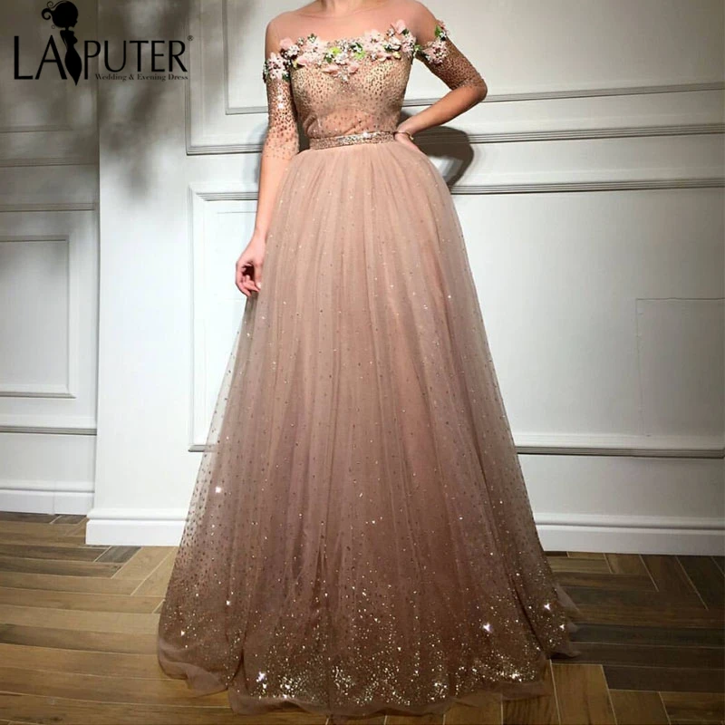 LAIPUTER 2018 O-neck Flower Beading and Crystals Chamapgne Evening Dresses Half Sleeves Prom Dresses Long
LAIPUTER 2018 O-neck Flower Beading and Crystals Chamapgne Evening Dresses Half Sleeves Prom Dresses Long