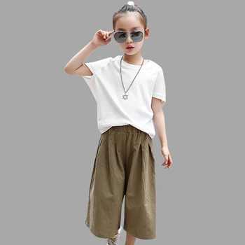 Children's Clothing For Girls Summer Casual Girls Outfits Solid Shirt+Wide Leg Pants 2 Pcs Teen Clothing For Children 4 6 8 10
Children's Clothing For Girls Summer Casual Girls Outfits Solid Shirt+Wide Leg Pants 2 Pcs Teen Clothing For Children 4 6 8 10
