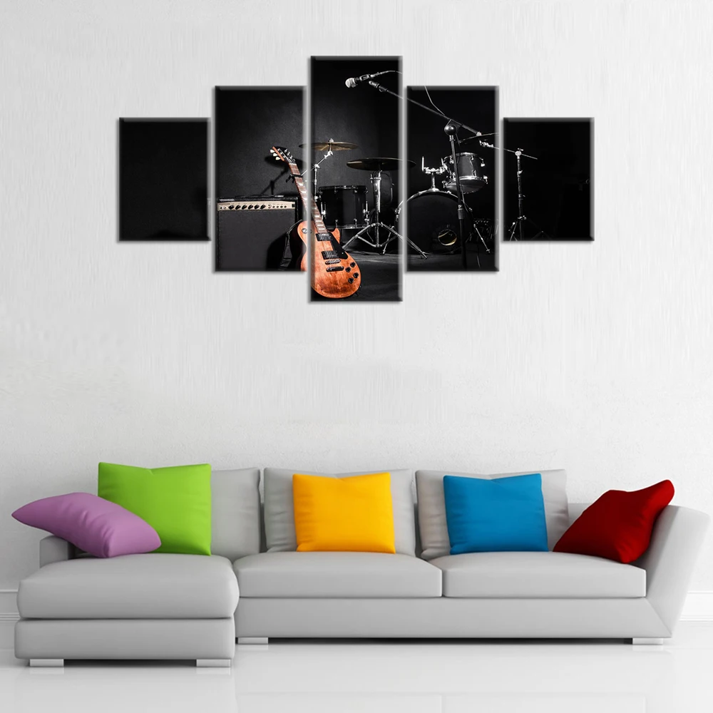 HD-Printed-5-piece-canvas-painting-music-guitar-drum-instruments-posters-and-prints-wall-art-canvas
