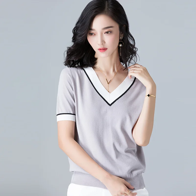Classic Brief Knitted Pullovers Women 2017 New Summer Shirt Short-sleeved Stella Filante Jumper Knitwear Woman Knit Sweaters
Classic Brief Knitted Pullovers Women 2017 New Summer Shirt Short-sleeved Stella Filante Jumper Knitwear Woman Knit Sweaters