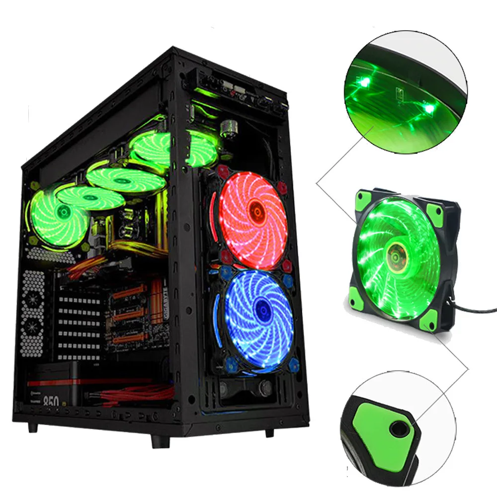 120mm LED Ultra Silent Computer PC Case Fan 15 LEDs 12V Cpu Heatsink Cooler master Cooling Fan DC 12V 4P 3P Connector #Y8
120mm LED Ultra Silent Computer PC Case Fan 15 LEDs 12V Cpu Heatsink Cooler master Cooling Fan DC 12V 4P 3P Connector #Y8