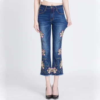 FERZIGE 2019 Beautiful Beading Embroidery Flower Flare Pants women Skinny High Waist Jeans Female Blue Lolita Style Plus Size 36
FERZIGE 2019 Beautiful Beading Embroidery Flower Flare Pants women Skinny High Waist Jeans Female Blue Lolita Style Plus Size 36