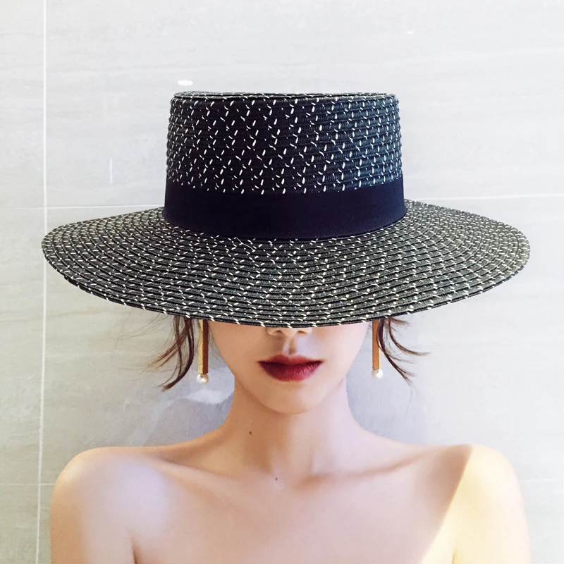 new arrival fashion black and white flat straw hat sun protection sunscreen comfortable breathable beach fedoras elegant hat
new arrival fashion black and white flat straw hat sun protection sunscreen comfortable breathable beach fedoras elegant hat