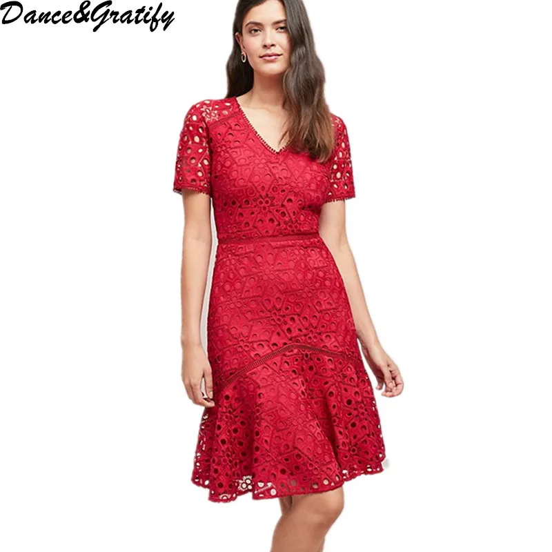 2019 New Spring Summer Women Lace Embroidery Runway Dress Red Short Sleeve Mermaid Party Dresses
2019 New Spring Summer Women Lace Embroidery Runway Dress Red Short Sleeve Mermaid Party Dresses