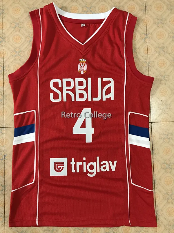 

#4 MILOS TEODOSIC Camiseta Canotta Serbia EUROBASKET Mens Basketball Jersey Embroidery Stitched Custom Any name and number