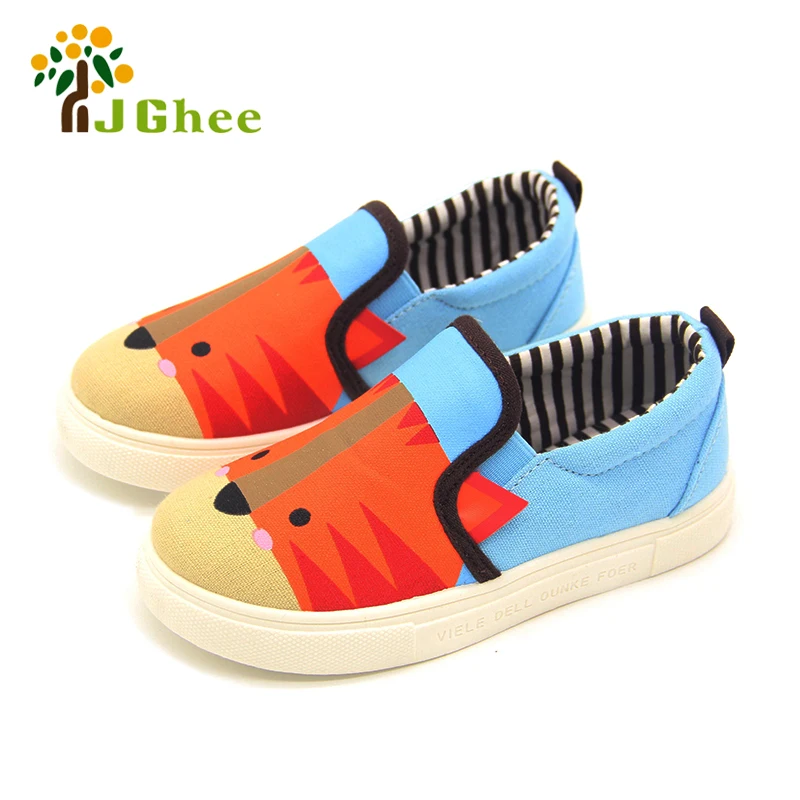Image J Ghee Kids Shoes Boys Girls Cartoon Design Canvas Children Sneakers Casual Shoes Students Breathable Soft Animal Design Loafers