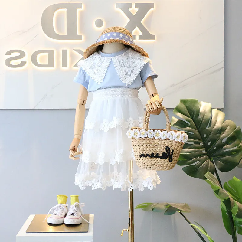 Girls'Suit Lace Short Sleeve T-shirt with Half-length Skirts Toddler Baby Clothing Chidlren White Cake Lace Skirt Kids Outfit
Girls'Suit Lace Short Sleeve T-shirt with Half-length Skirts Toddler Baby Clothing Chidlren White Cake Lace Skirt Kids Outfit