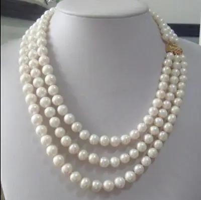 triple strandsAAA 8-9mm Real Australian south sea white pearl necklace 17-19"14K
triple strandsAAA 8-9mm Real Australian south sea white pearl necklace 17-19"14K