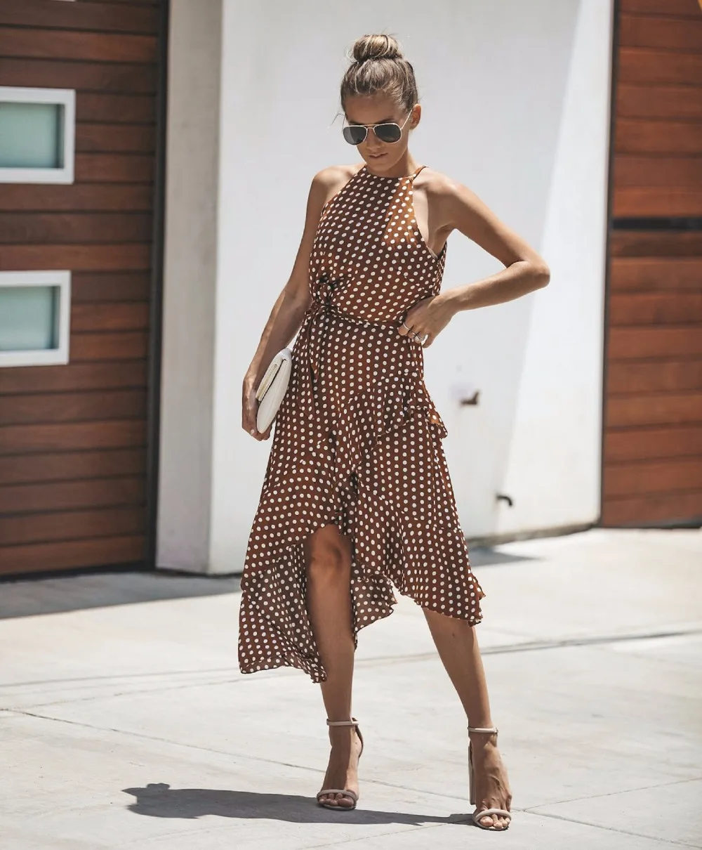 Women Boho Loose Dress Female Polka Dot Sleeveless Summer Beach Party Maxi Dress Ladies Club Wear Ankle-Length Sundress
Women Boho Loose Dress Female Polka Dot Sleeveless Summer Beach Party Maxi Dress Ladies Club Wear Ankle-Length Sundress