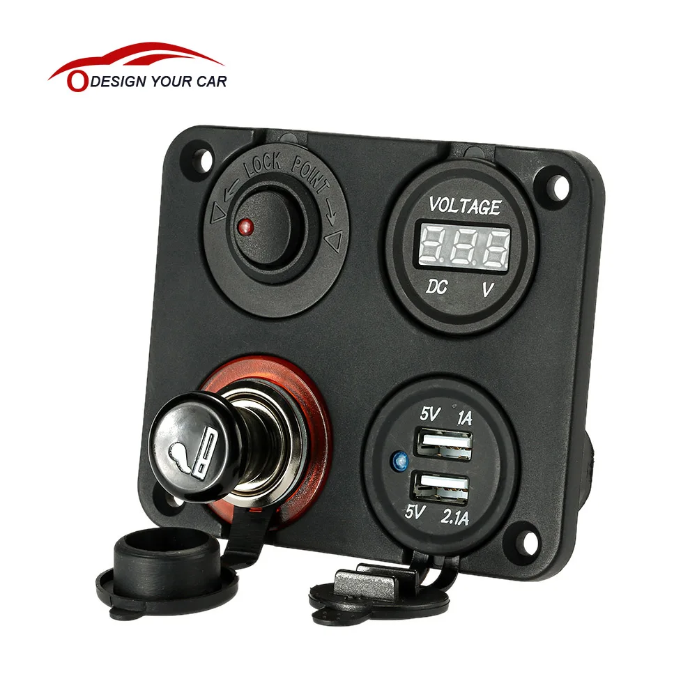 USB Socket Voltmeter Meter with Cigarette Lighter 4 Hole Socket Panel Base ON-OFF Button Switches for Car Truck Boat
USB Socket Voltmeter Meter with Cigarette Lighter 4 Hole Socket Panel Base ON-OFF Button Switches for Car Truck Boat