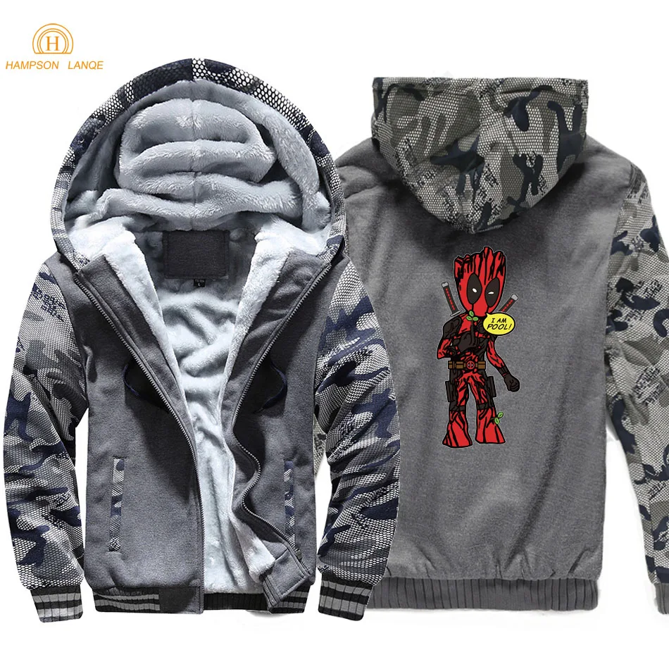 Superhero Movie Deadpool & I Am Groot Men Hoodies 2019 Autumn Winter Hot Thick Camouflage Men's Sweatshirts Plus Size Jackets
Superhero Movie Deadpool & I Am Groot Men Hoodies 2019 Autumn Winter Hot Thick Camouflage Men's Sweatshirts Plus Size Jackets