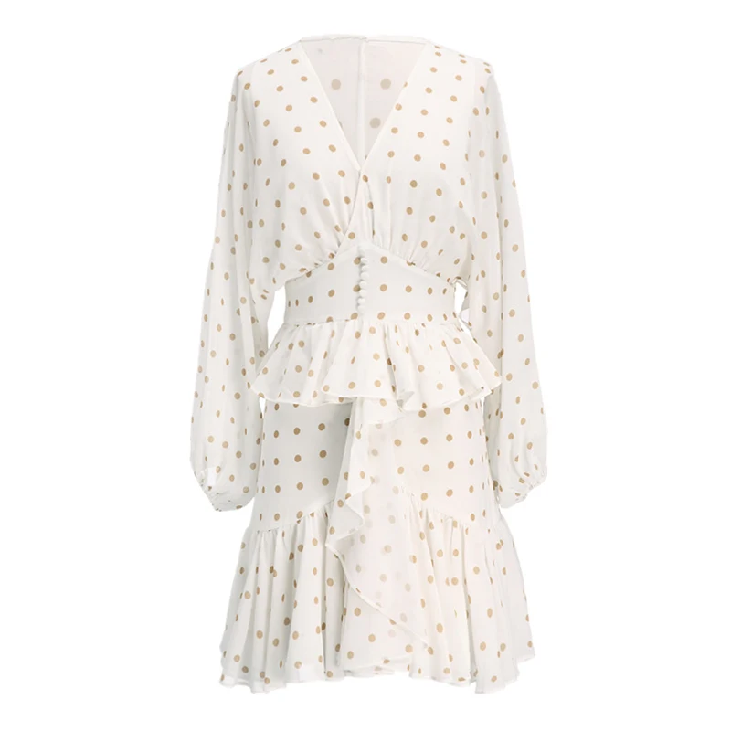 PERHAPS U White short chiffon boho dress v neck empire lantern long sleeve polka dot beach summer zipper Ruffle dress D1263
PERHAPS U White short chiffon boho dress v neck empire lantern long sleeve polka dot beach summer zipper Ruffle dress D1263
