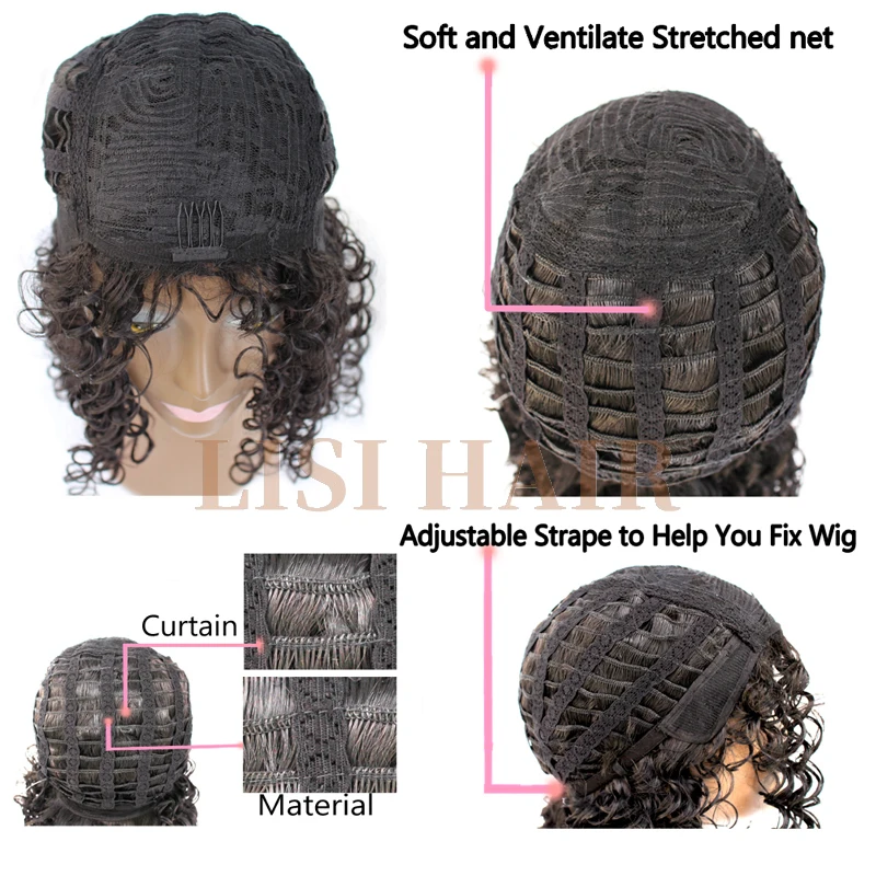 LISIHAIR длинный вьющийся парик черные парики термостойкие волосы синтетические для