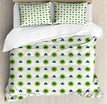 Floral Duvet Cover Set Clover Flowers Green Dots Cultural Irish St. Patrick's Day Pattern Decorative 4 Piece Bedding Set
Floral Duvet Cover Set Clover Flowers Green Dots Cultural Irish St. Patrick's Day Pattern Decorative 4 Piece Bedding Set