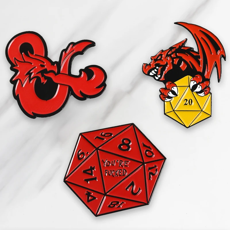 Dragon With Magic Dice Enamel Red Dragon Even Brooches Button Pins for clothes bag Badge Monster Jewelry Gift for friends kids 
Dragon With Magic Dice Enamel Red Dragon Even Brooches Button Pins for clothes bag Badge Monster Jewelry Gift for friends kids