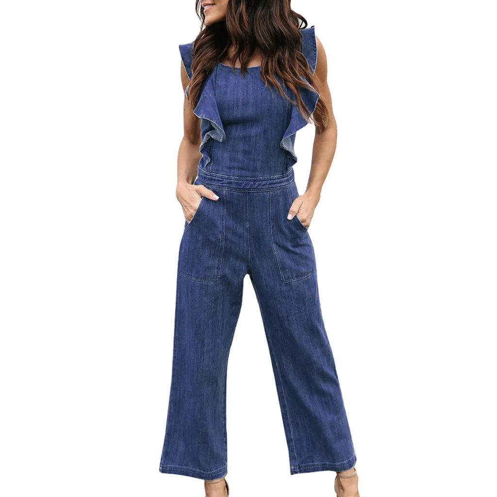 2018 Fashion Womens denim Long Rompers jumpsuit Summer Sleeveless women overalls jeans Bandage Ruffles Backless Long Playsuit#2
2018 Fashion Womens denim Long Rompers jumpsuit Summer Sleeveless women overalls jeans Bandage Ruffles Backless Long Playsuit#2