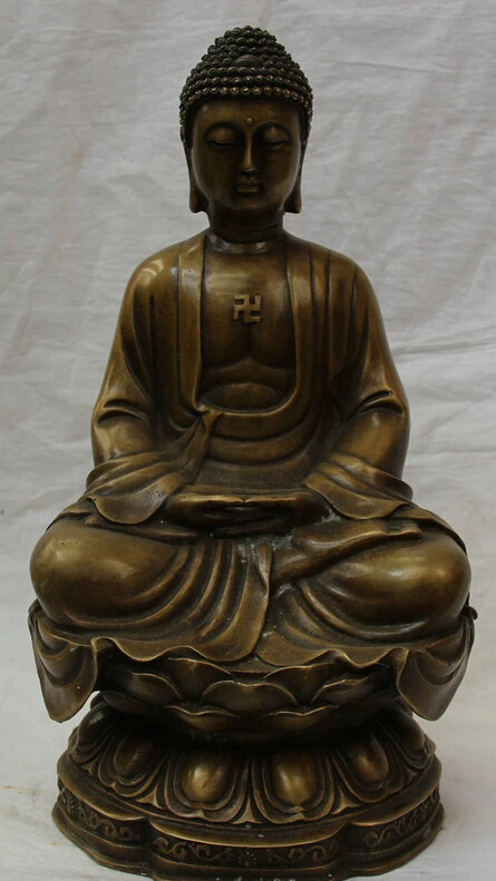 S5995 13" China Chinese Buddhism Copper seat Shakyamuni Amitabha Buddha Statue D0318
S5995 13" China Chinese Buddhism Copper seat Shakyamuni Amitabha Buddha Statue D0318