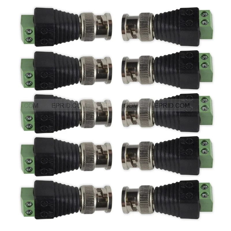 100pcs CAT5 To Camera CCTV Video Balun BNC Male Plug AV Screw Terminal Connector | Безопасность и защита