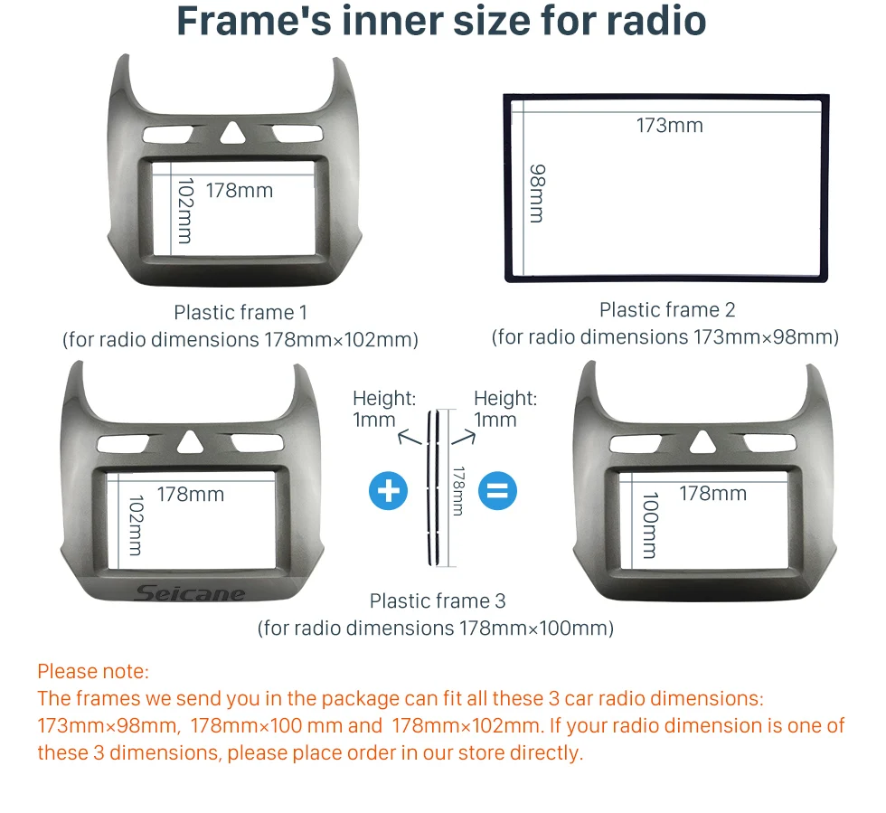 Seicane Double Din Car Stereo Radio Fascia Panel Install 370368 Dash Bezel Trim Mount Kit For 2016+ GM CHEVROLET COBALT OEM style No gap