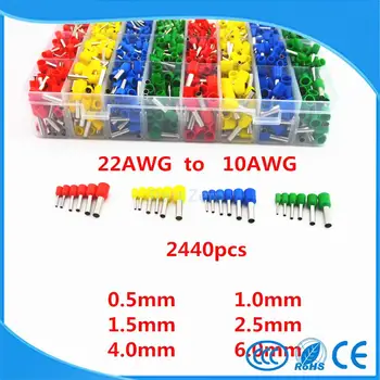 Wire Copper Crimp Connector 22~10AWG Insulated Cord Pin End Terminal Kit 2440pcs
Wire Copper Crimp Connector 22~10AWG Insulated Cord Pin End Terminal Kit 2440pcs