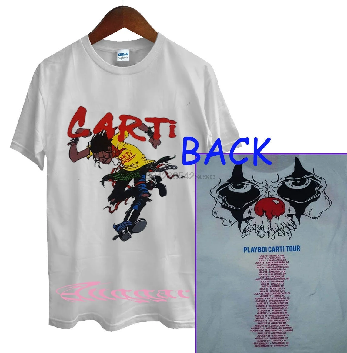 White Playboi Carti Tour T Shirt new