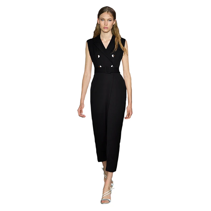 color block buttons notched collar sleeveless buckle belt ankle length pants runway jumpsuit black / yellow evening jumpsuits
color block buttons notched collar sleeveless buckle belt ankle length pants runway jumpsuit black / yellow evening jumpsuits