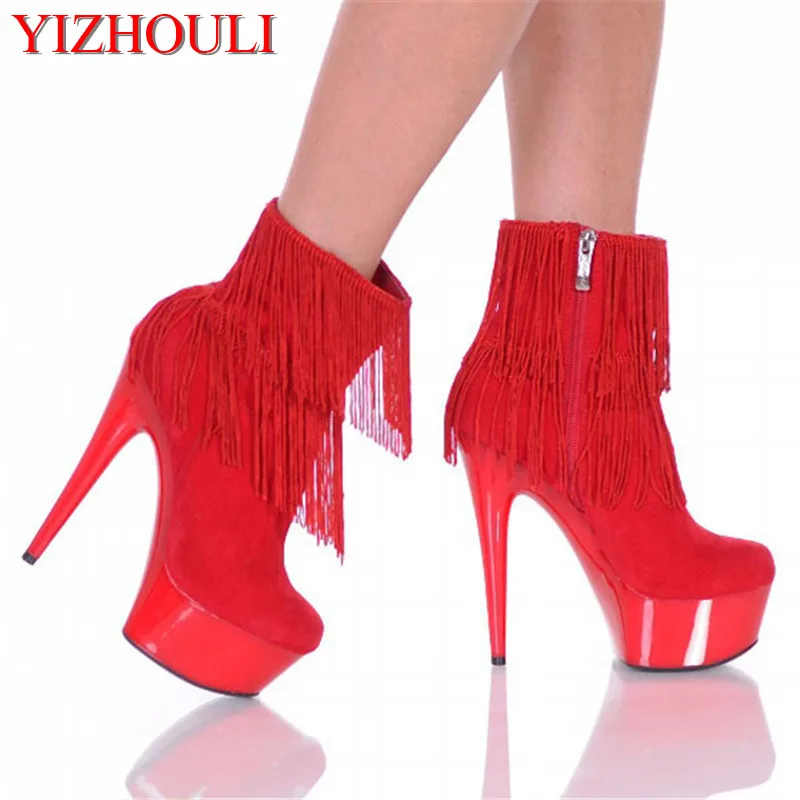 15 cm high heel boots, fish mouth sexy, sexy decorated boots, dancing shoes fashion women's ankle boots
15 cm high heel boots, fish mouth sexy, sexy decorated boots, dancing shoes fashion women's ankle boots