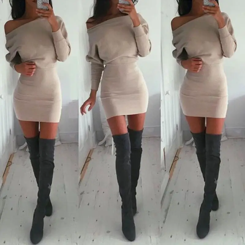 autumn winter dress vestidos sexy club dress khkai 2016 plus size long sleeve off shoulder cotton vestido de festa
autumn winter dress vestidos sexy club dress khkai 2016 plus size long sleeve off shoulder cotton vestido de festa