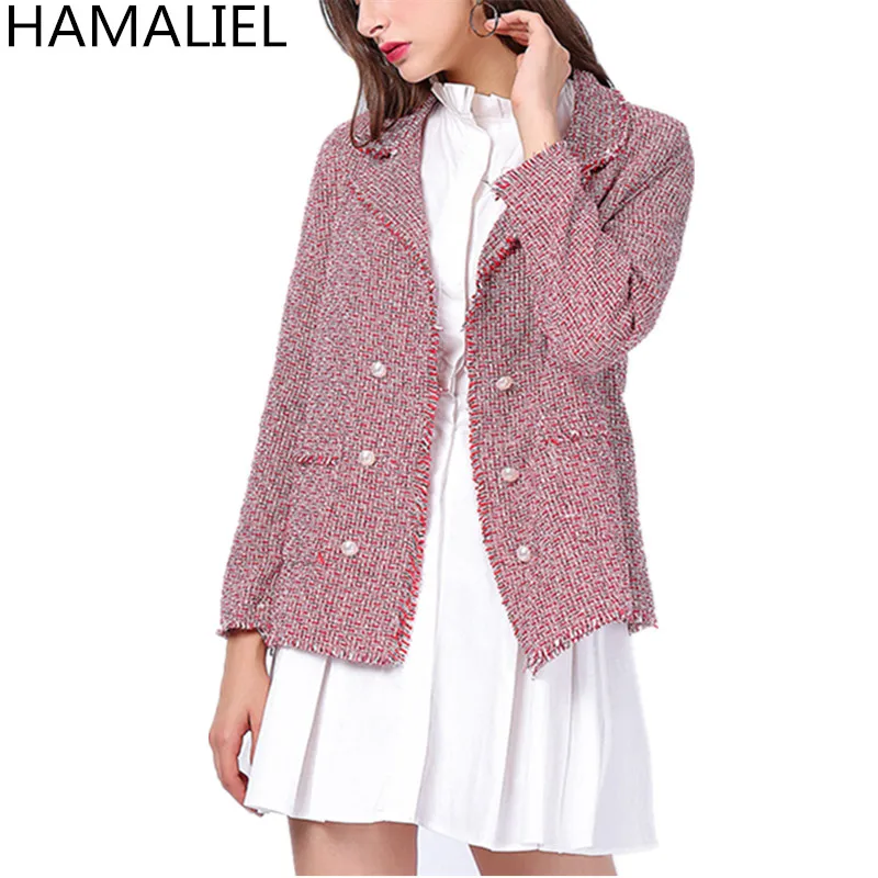 HAMALIEL Autumn Winter Women Red Tweed Outerwear 2018 Fashion Double-Breasted Tassel Female Turn Down Collar Casual Jacket Coat
HAMALIEL Autumn Winter Women Red Tweed Outerwear 2018 Fashion Double-Breasted Tassel Female Turn Down Collar Casual Jacket Coat