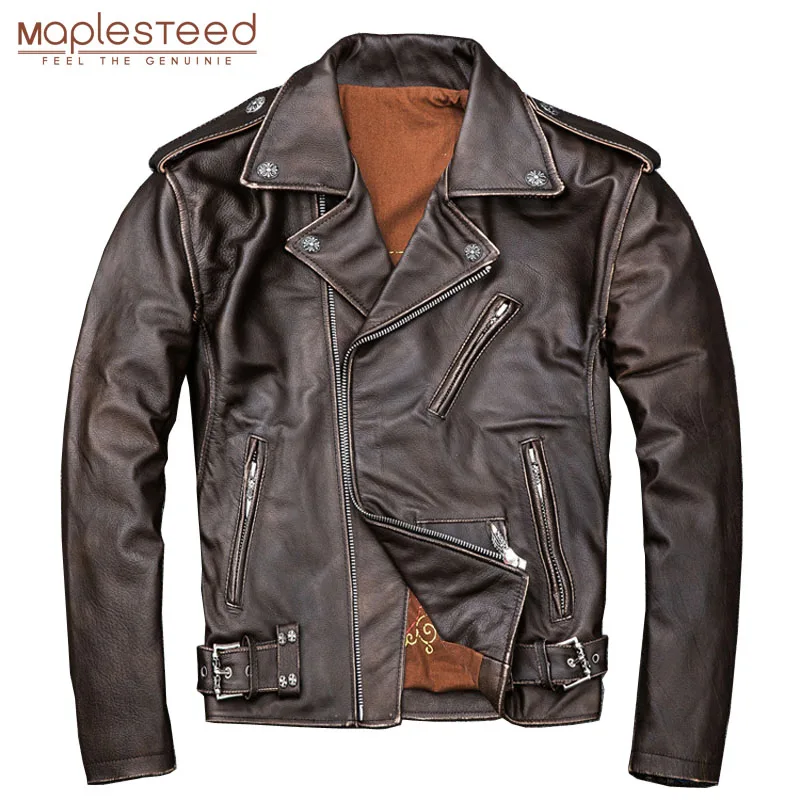 MAPLESTEED Brown Distressed Motorcycle Jacket Men 100% Calf Skin Classic Slim Leather Jacket Man Moto Biker Coat Winter 4XL M190
MAPLESTEED Brown Distressed Motorcycle Jacket Men 100% Calf Skin Classic Slim Leather Jacket Man Moto Biker Coat Winter 4XL M190