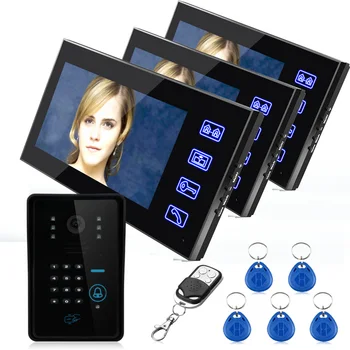 Touch Key 7" Color RFID Video Door Phone Doorbell Video Intercom System 5 ID Card Video Intercom 3 Monitor Home Security
Touch Key 7" Color RFID Video Door Phone Doorbell Video Intercom System 5 ID Card Video Intercom 3 Monitor Home Security