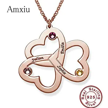 Amxiu Custom Three Names 925 Sterling Silver Necklace with Birthstones Hearts Pendant Personalized Zircon Necklace Women Jewelry
Amxiu Custom Three Names 925 Sterling Silver Necklace with Birthstones Hearts Pendant Personalized Zircon Necklace Women Jewelry