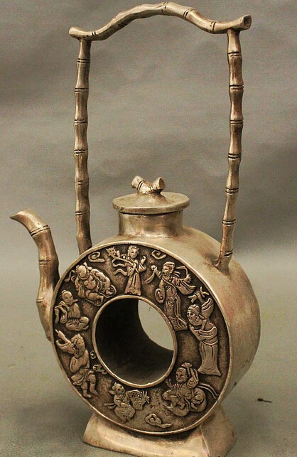 decoration Tibet copper silver 8 China Classic Silver 8 Immortal God Bamboo Handle Wine Tea Pot Flagon Statue
decoration Tibet copper silver 8 China Classic Silver 8 Immortal God Bamboo Handle Wine Tea Pot Flagon Statue
